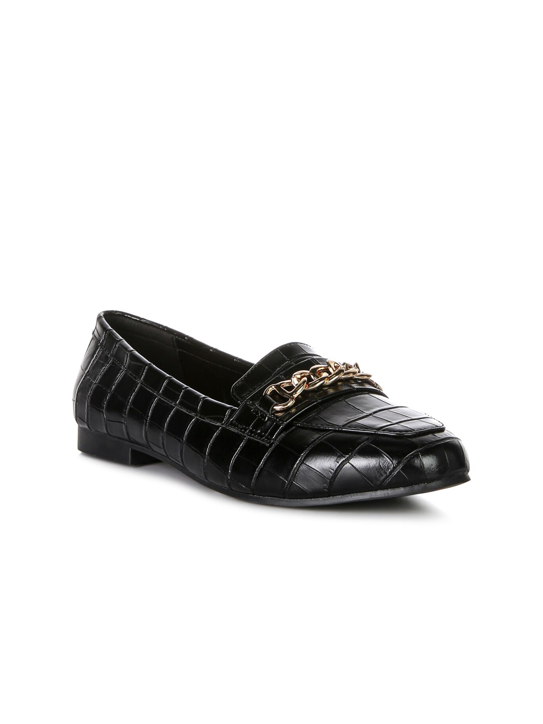 

London Rag Women Textured Embellished Loafers, Black