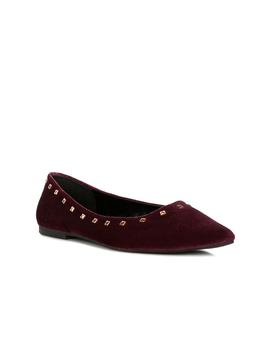 

London Rag Embellished Velvet Ballerinas, Purple