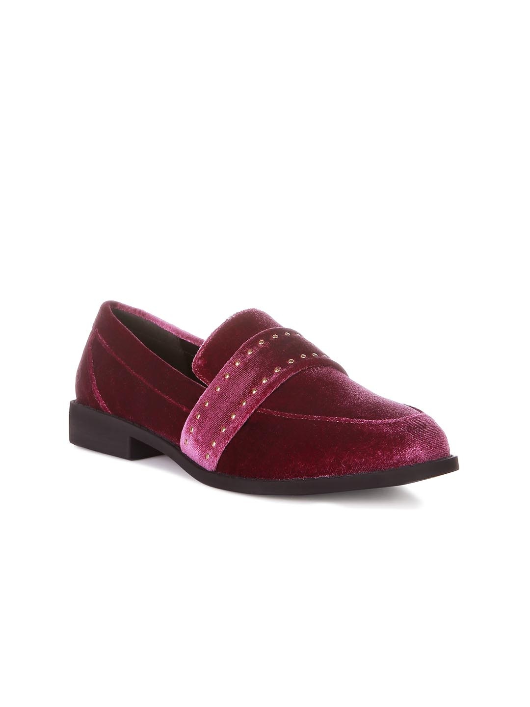 

London Rag Women Embellished Velvet Loafers, Burgundy