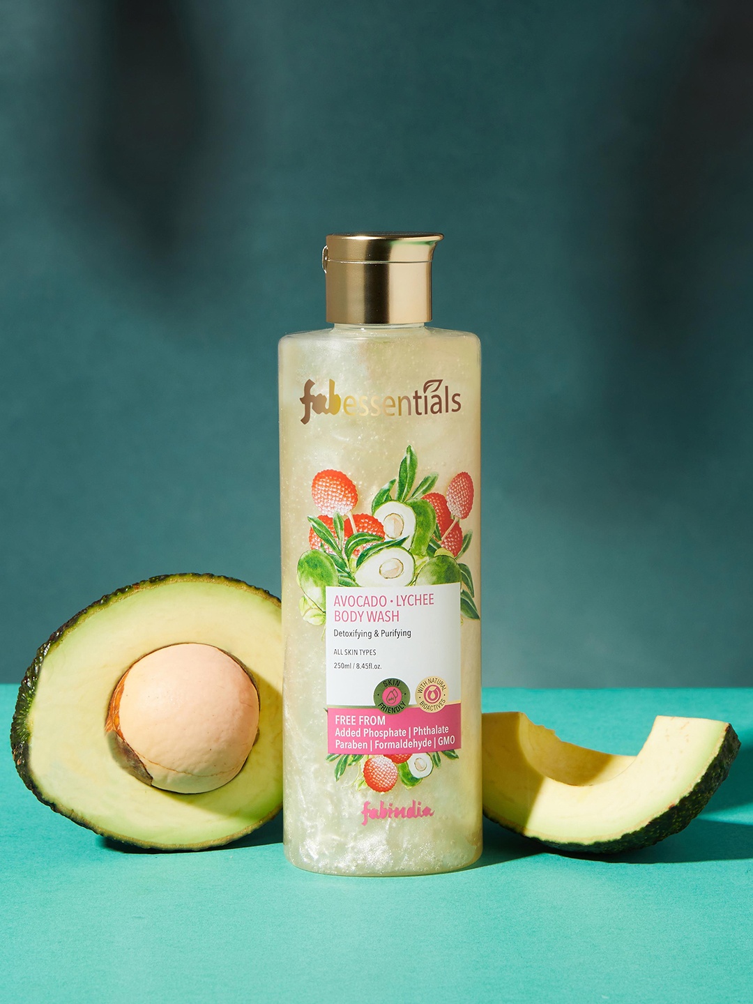 

fabessential Avacado + Lychee Body Wash with Almond - 250 ml, Green