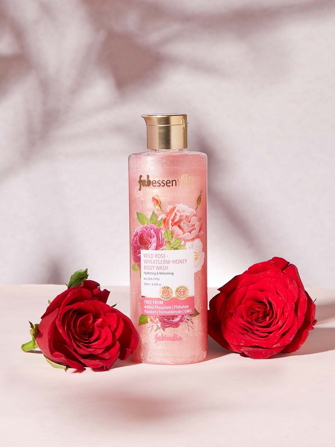 

Fabindia Wild Rose + Wheatgerm + Honey Body Wash with Almond - 250 ml, Pink