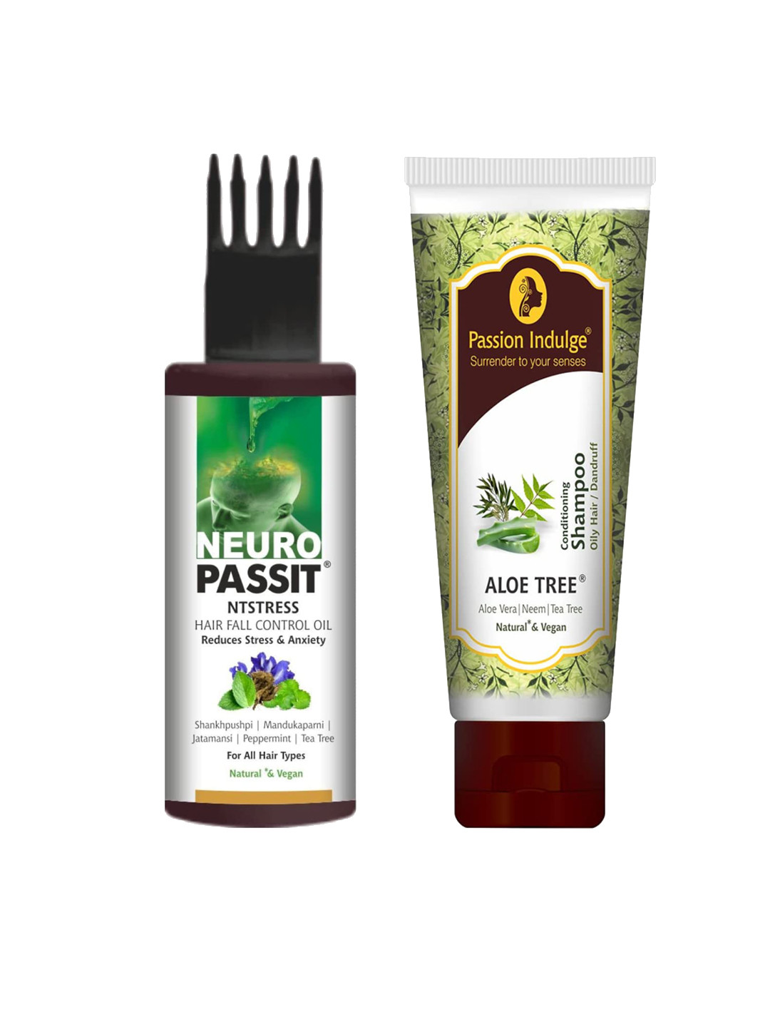 

Passion Indulge Aloe Tree 2 in 1 Anti Dandruff Shampoo & Neuropassit Hair Oil, Off white