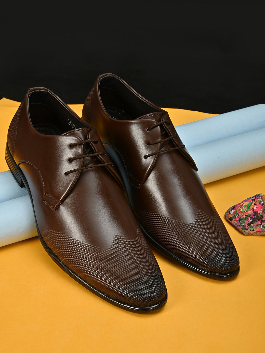 

HERE&NOW Men Pointed-Toe Formal Derbys, Brown