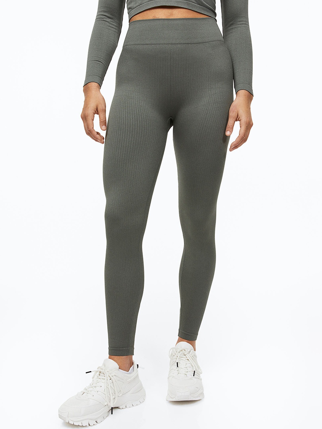

H&M Women DryMove Seamless Sports Tights, Charcoal