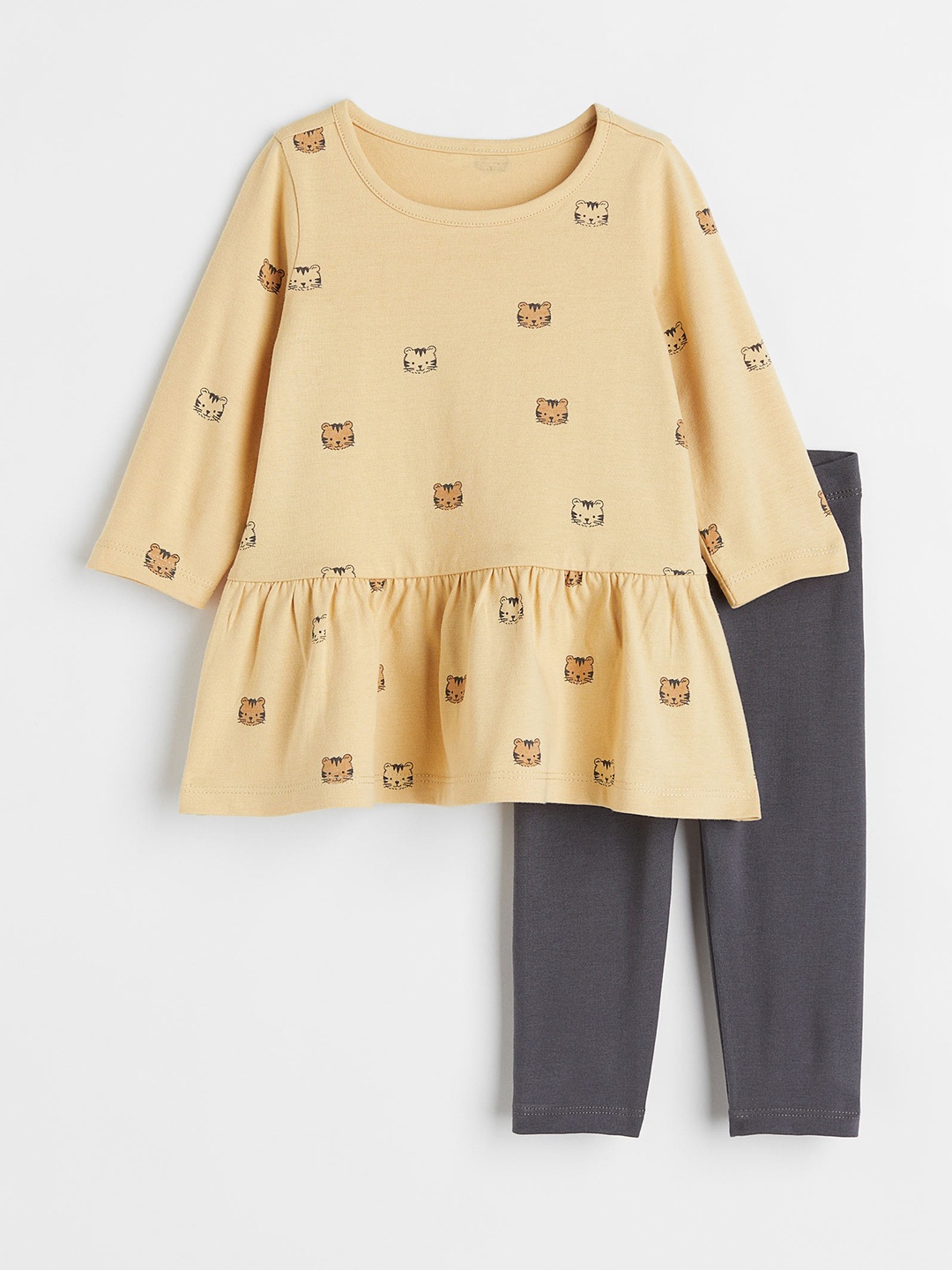 

H&M Girls 2-Piece Cotton Set, Beige