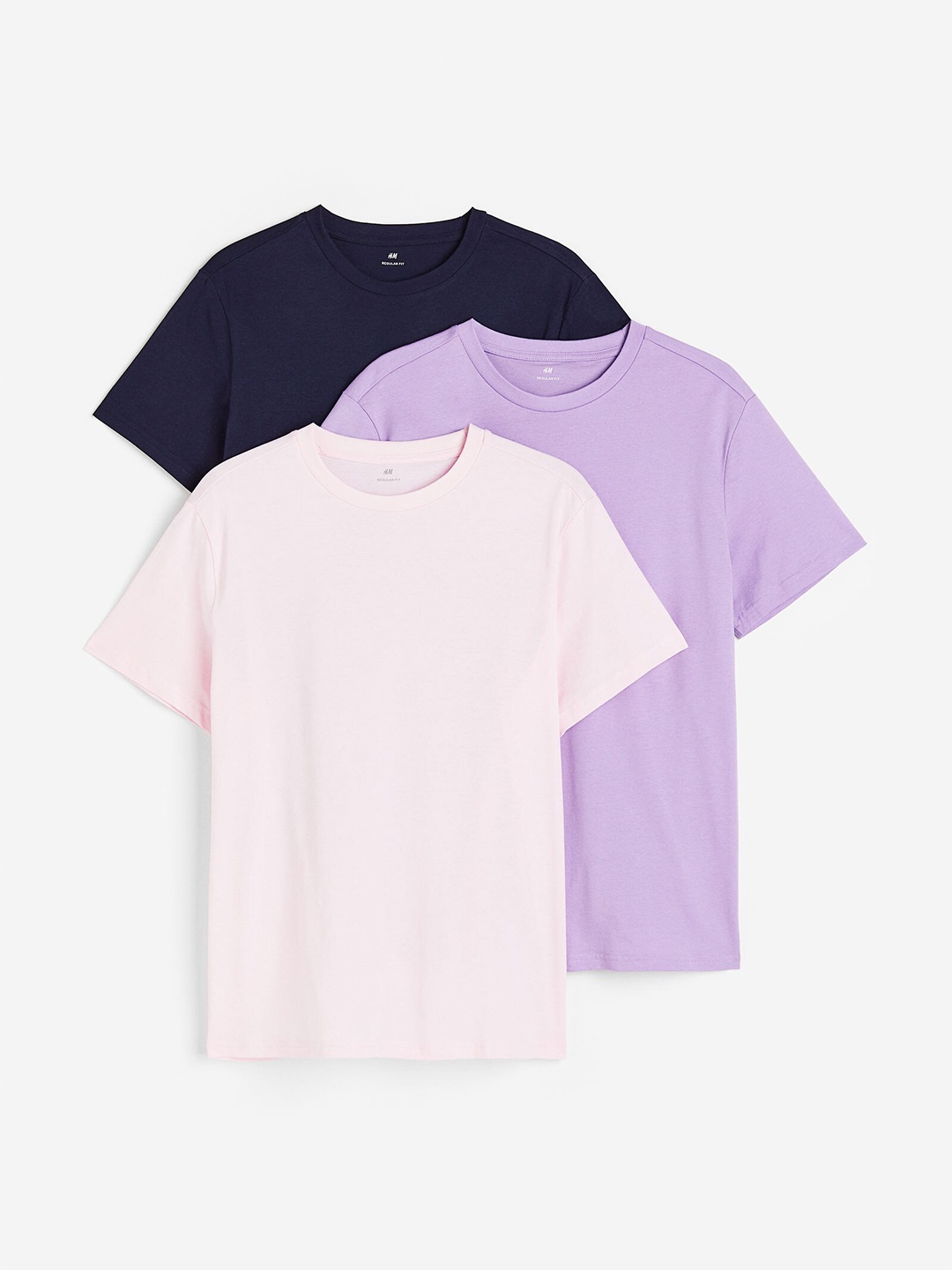 

H&M Men 3-Pack Regular Fit Round-Neck T-shirts, Pink