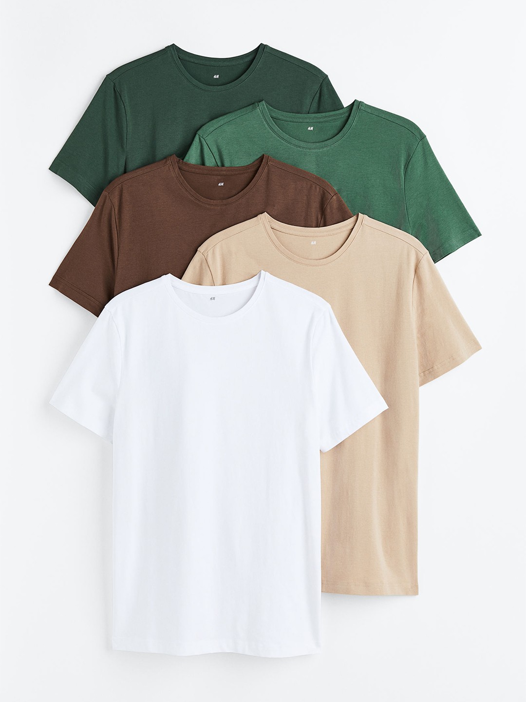 

H&M 5-Pack Slim Fit T-Shirts, Beige