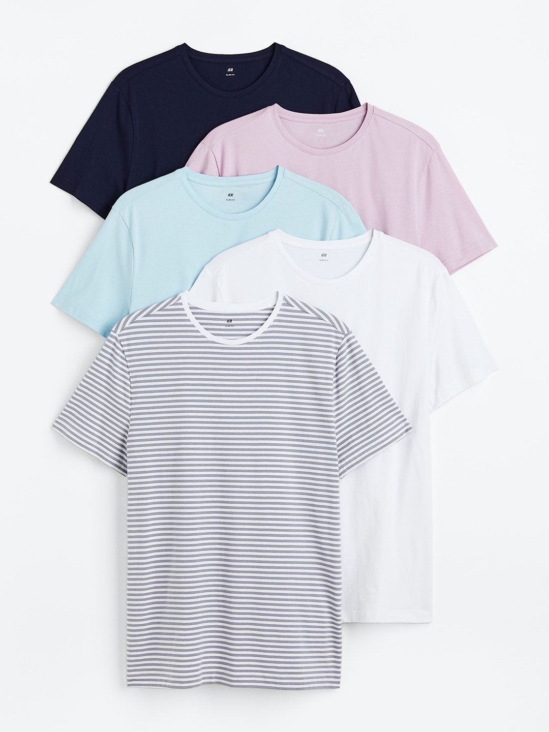 

H&M Men 5-pack Slim Fit T-shirts, Blue