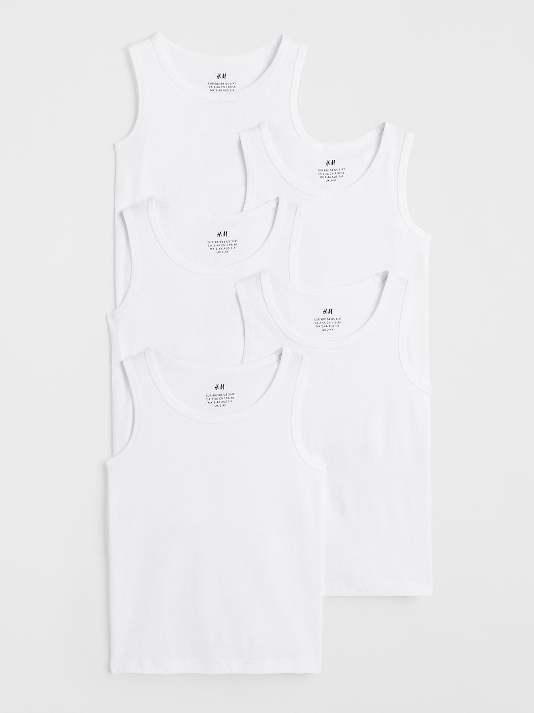 

H&M Boys 5-Pack Cotton Vest Tops, White