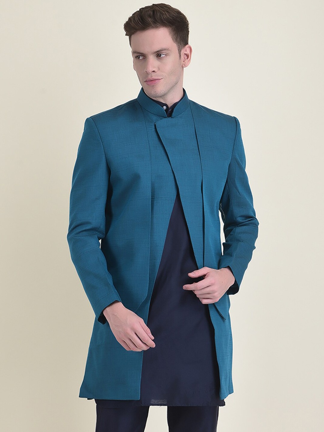 

HOUSE OF DEYANN Achkan Sherwani Set, Teal