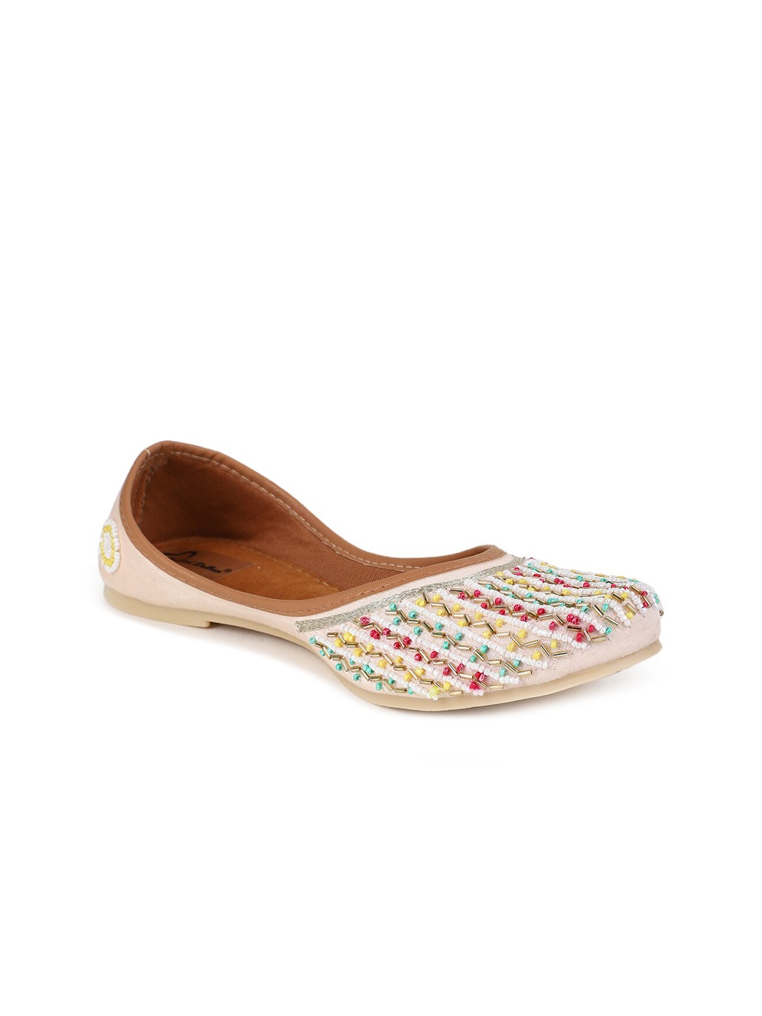 

The Desi Dulhan Women Sequined Ethnic Mojaris Flats, Cream