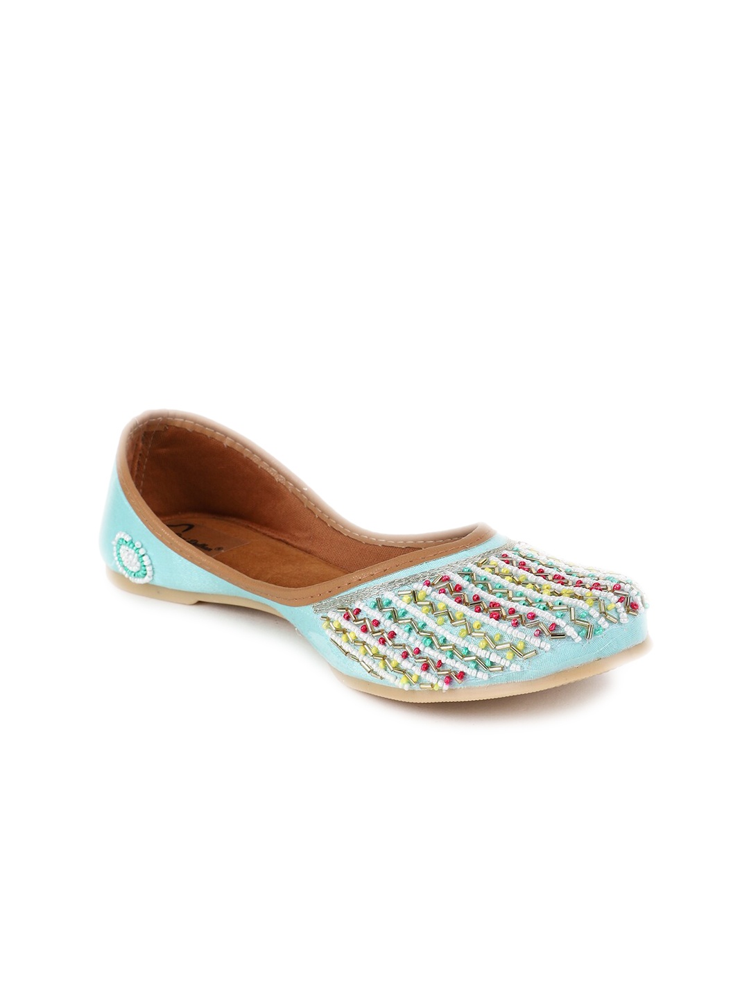

The Desi Dulhan Women Embellished Ethnic Mojaris, Turquoise blue