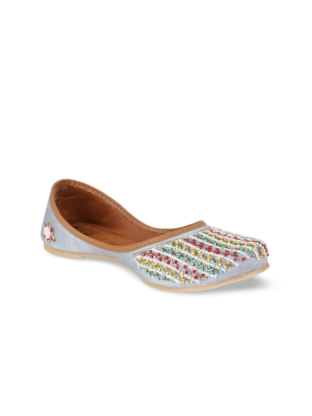 

The Desi Dulhan Women Embellished Ethnic Mojaris, Grey