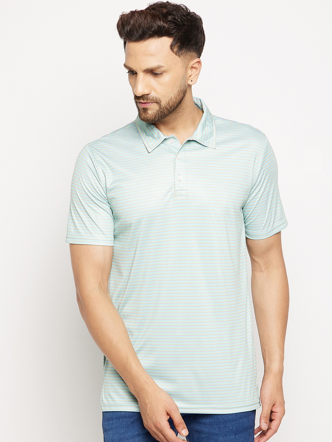 

CHILL WINSTON Striped Polo Collar T-shirt, Pink