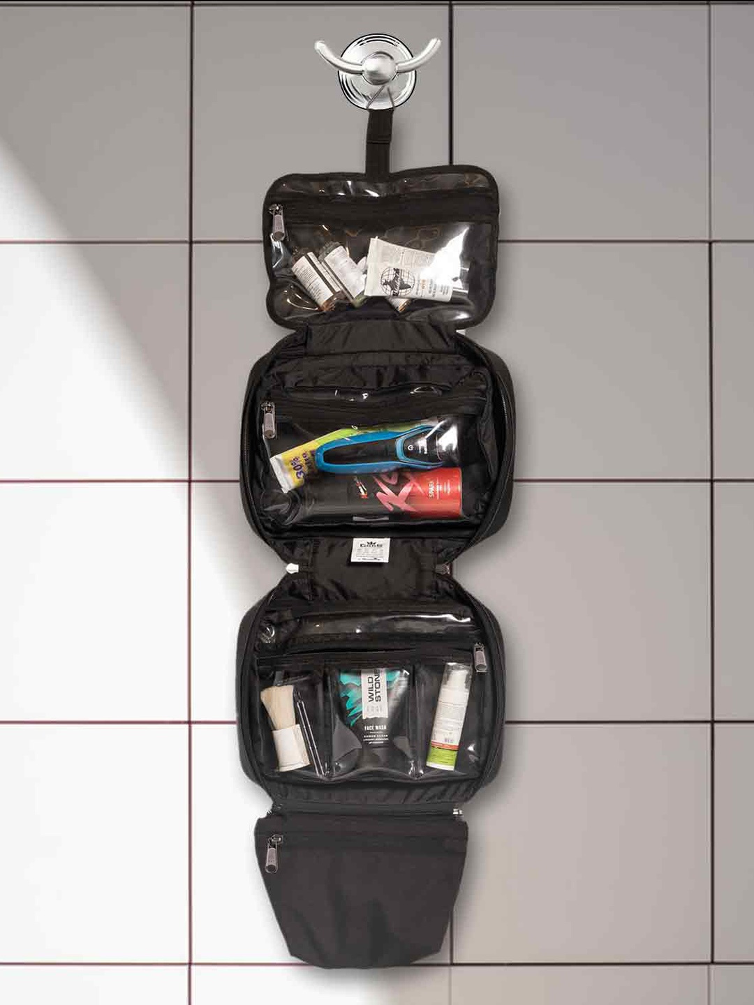

GODS Men Textured Water Resistant Toiletry Kit, Black
