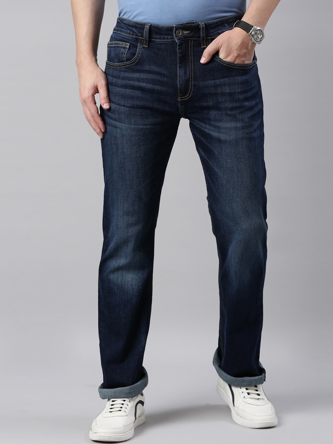 

American Bull Men Regular Fit Light Fade Jeans, Blue