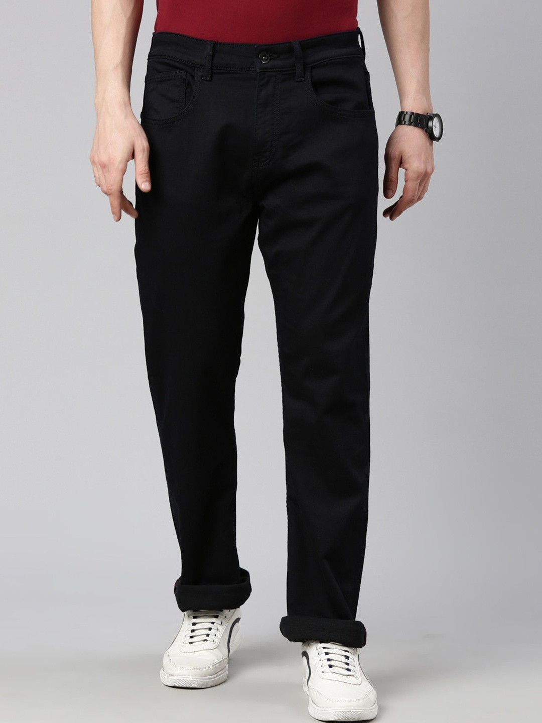 

American Bull Men Straight Fit Mid Rise Jeans, Black