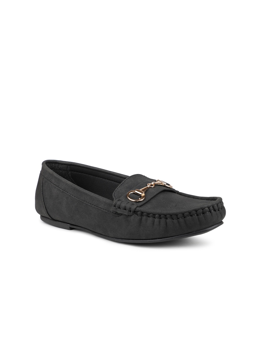 

DESIGN CREW Women Lightweight Horsebit Loafers, Black
