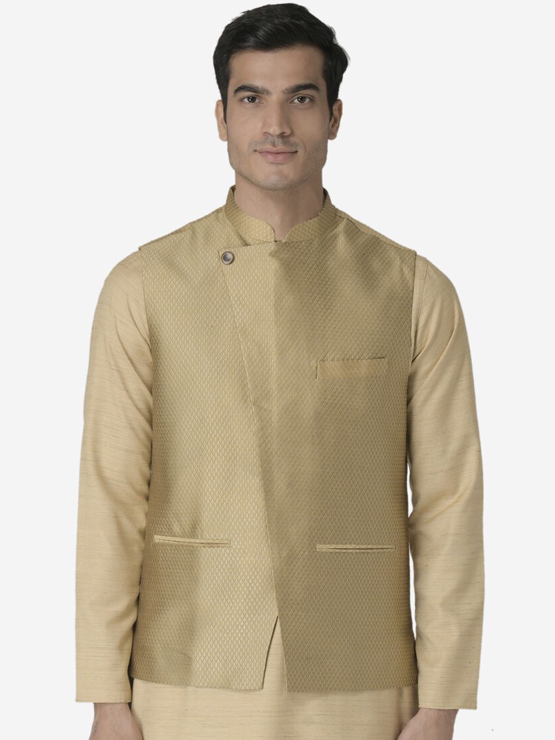 

TABARD Woven Design Nehru Jackets, Beige