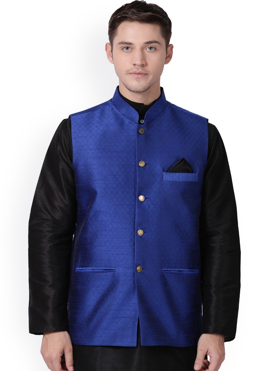 

TABARD Woven Ethnic Nehru Jacket, Blue
