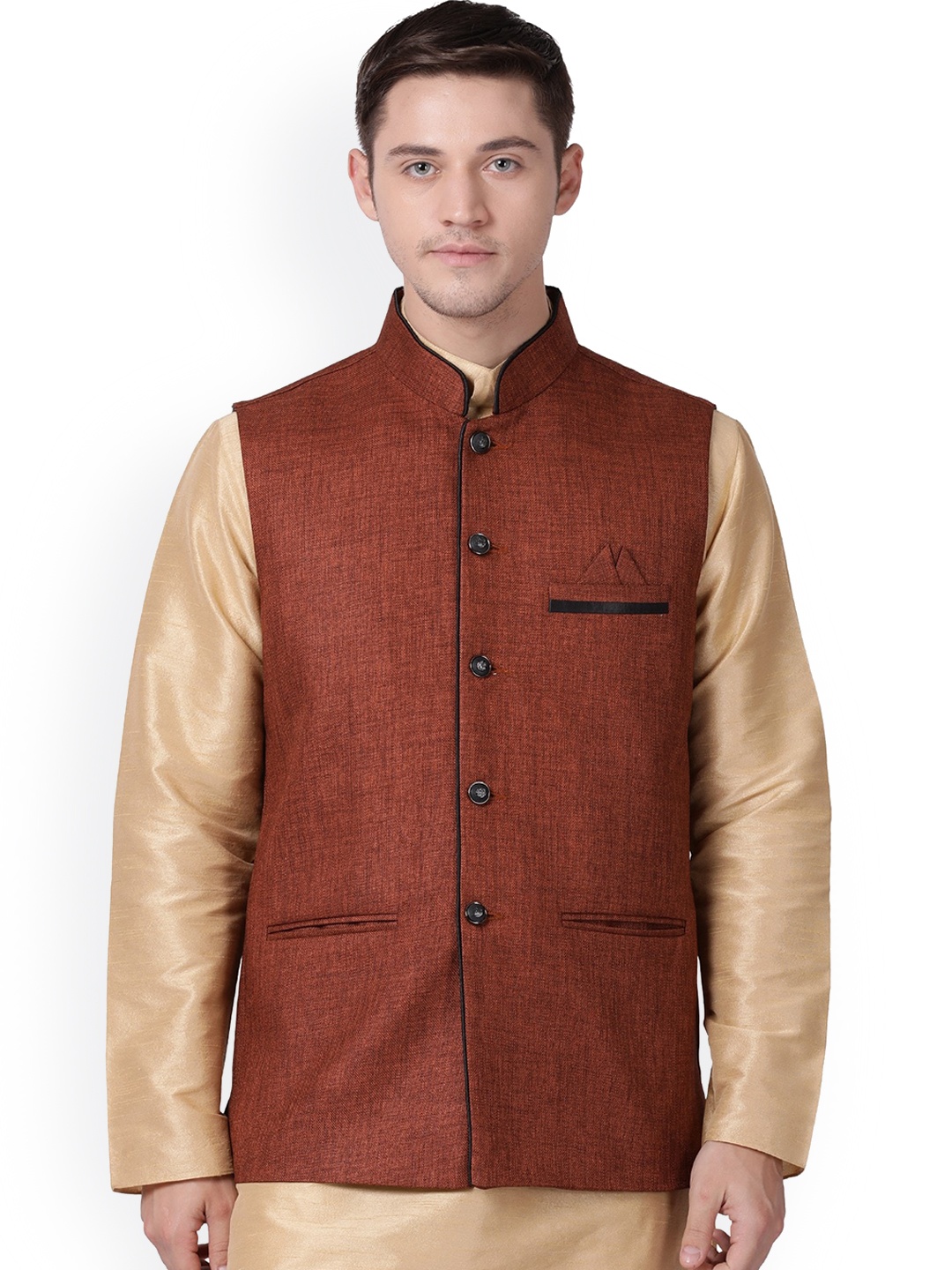 

TABARD Cotton Nehru Jackets, Brown