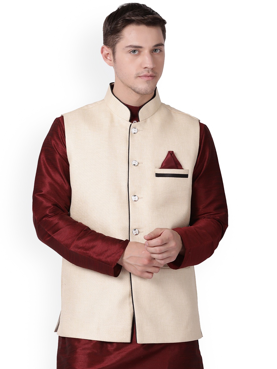 

TABARD Mens Solid Pure Cotton Nehru Jackets, White