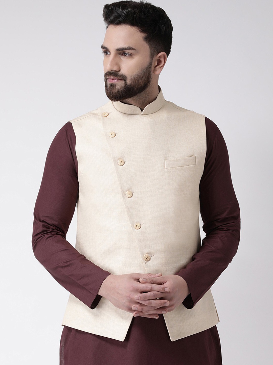 

TABARD Pure Cotton Nehru Jacket, Cream