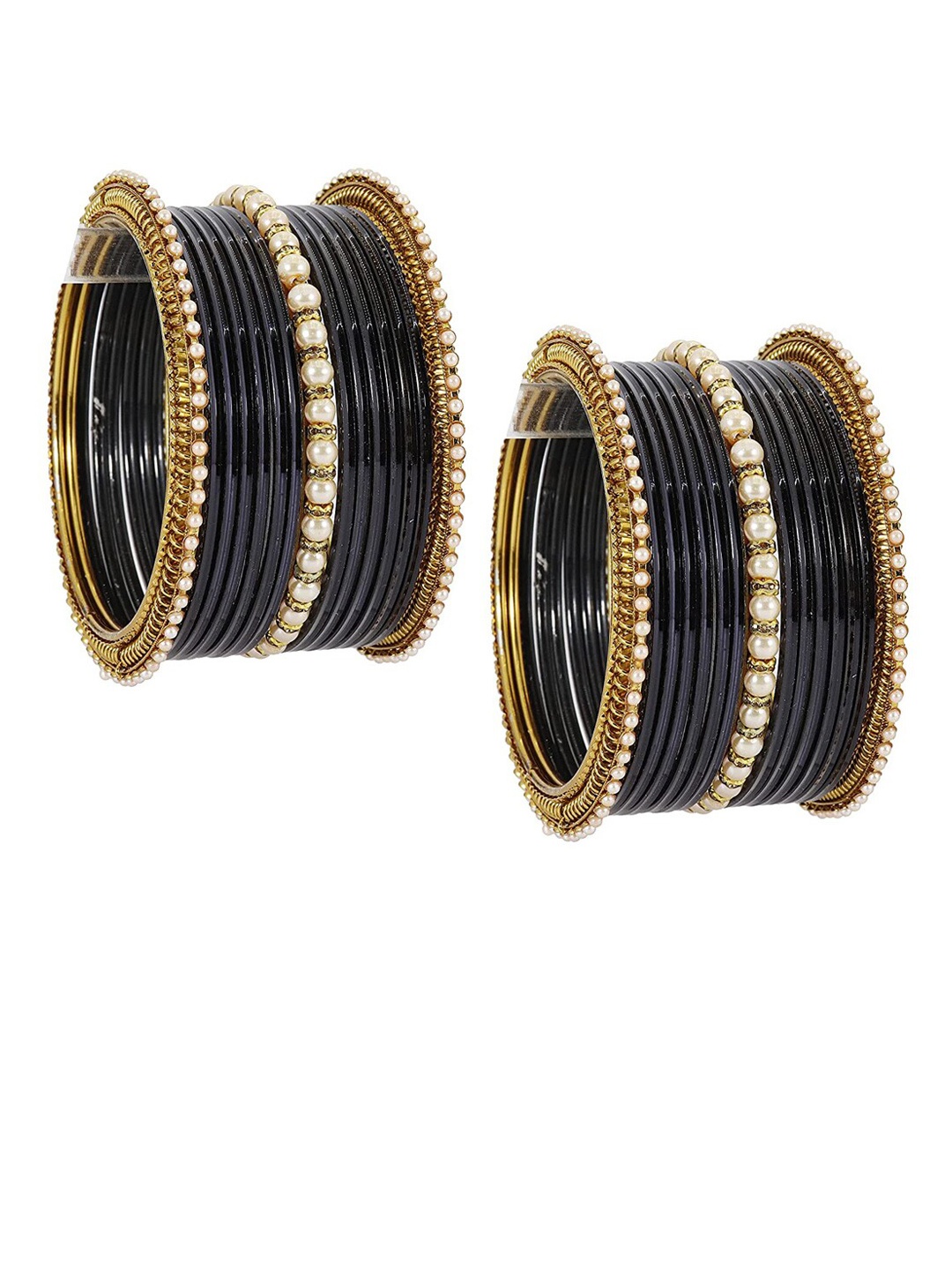 

NMII Set Of 30 Pearl Beaded Bangles, Black