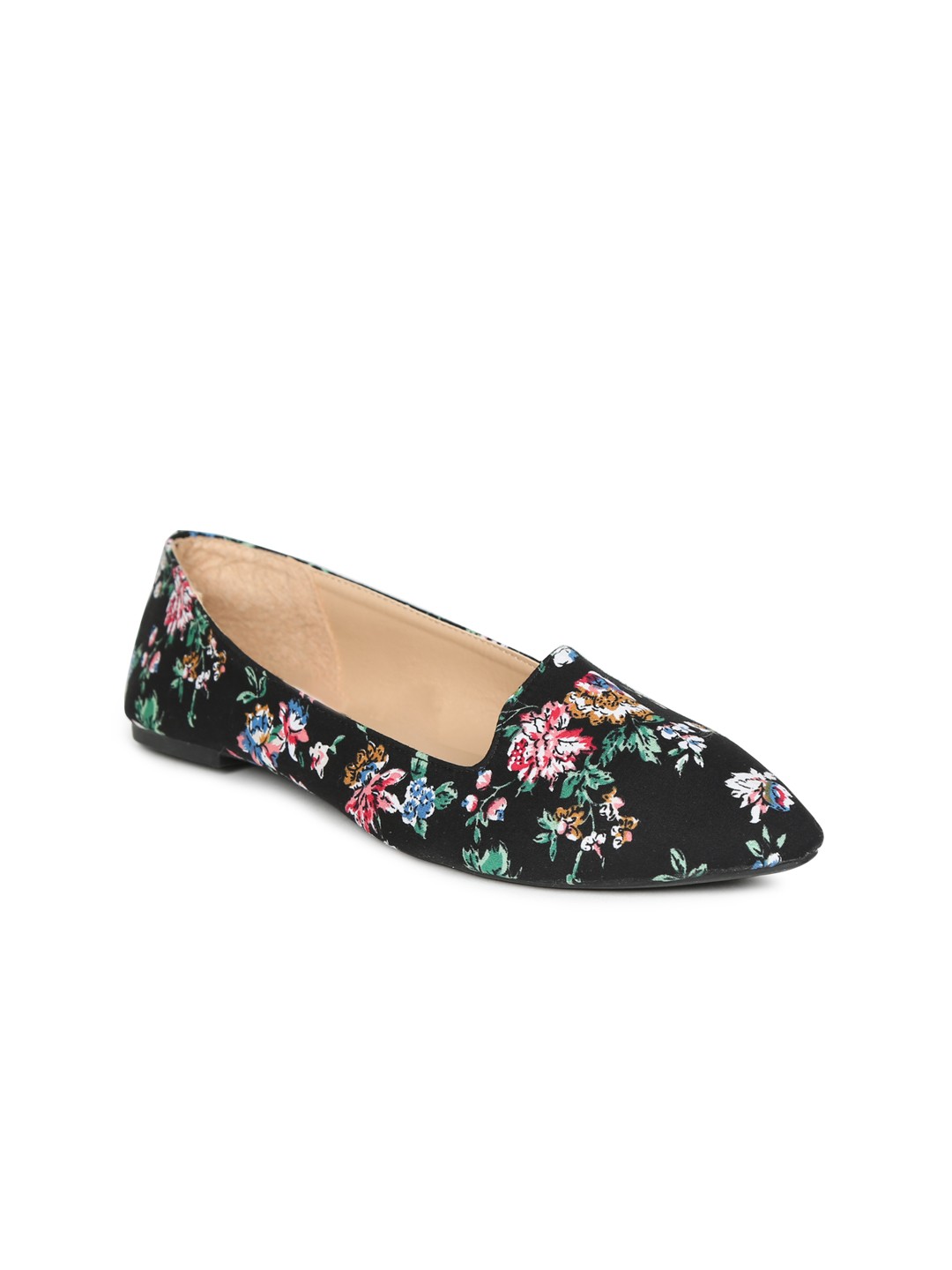

People Women Black Printed Canvas Ballerinas