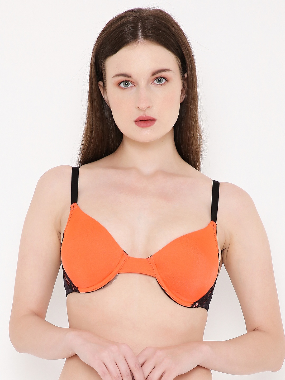 

Berrys Intimatess Orange & Black Bra Underwired Heavily Padded