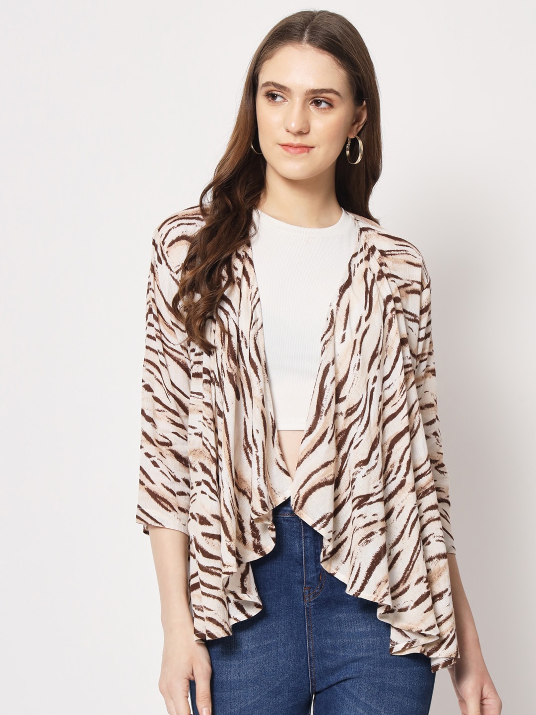 

Trend Arrest Women Printed Open Front Shrug, White