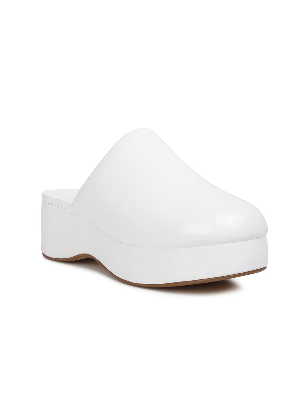 

London Rag Women Block Platform Mules, White