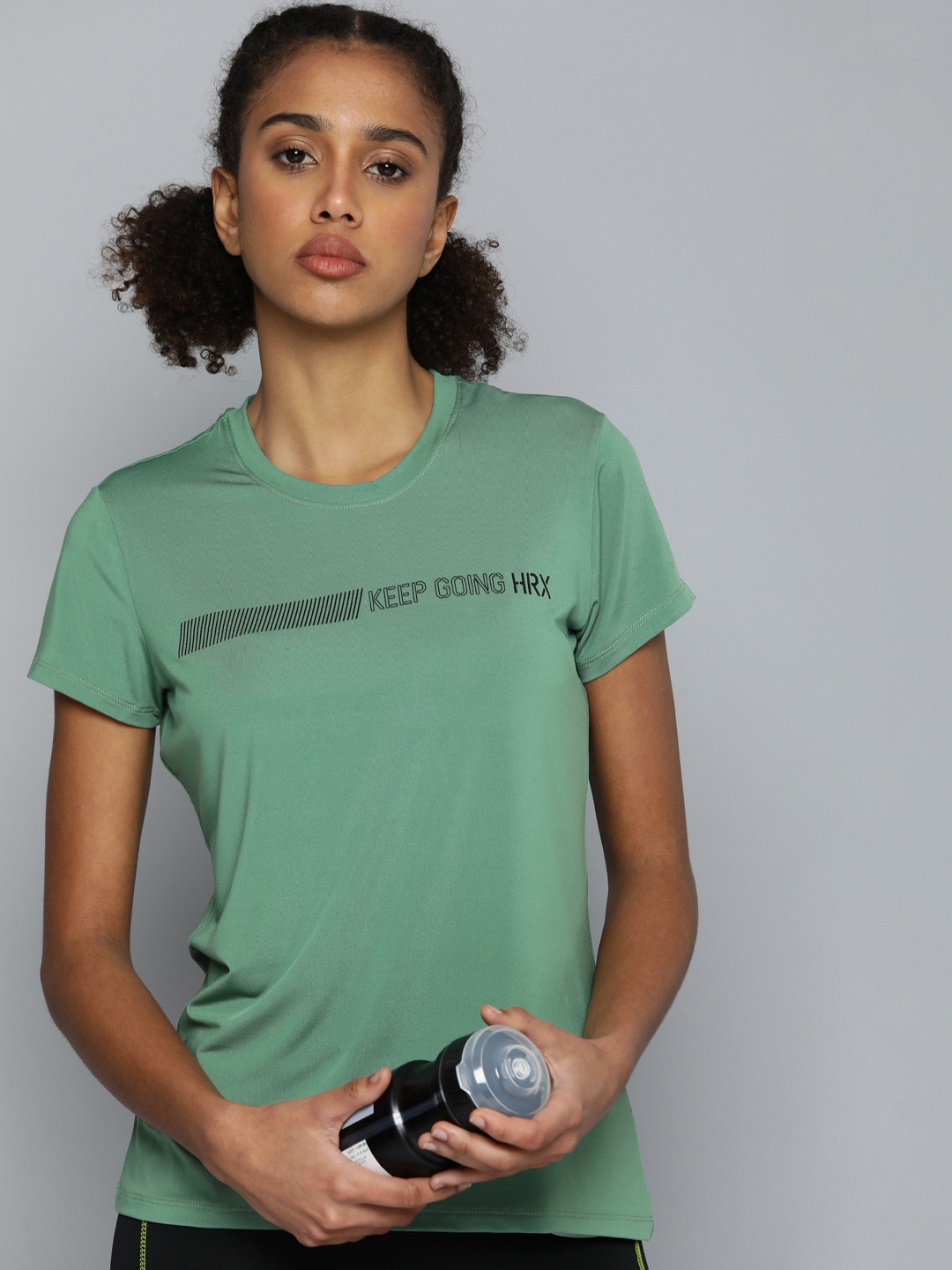 

HRX by Hrithik Roshan Women Green Typography Printed T-shirt