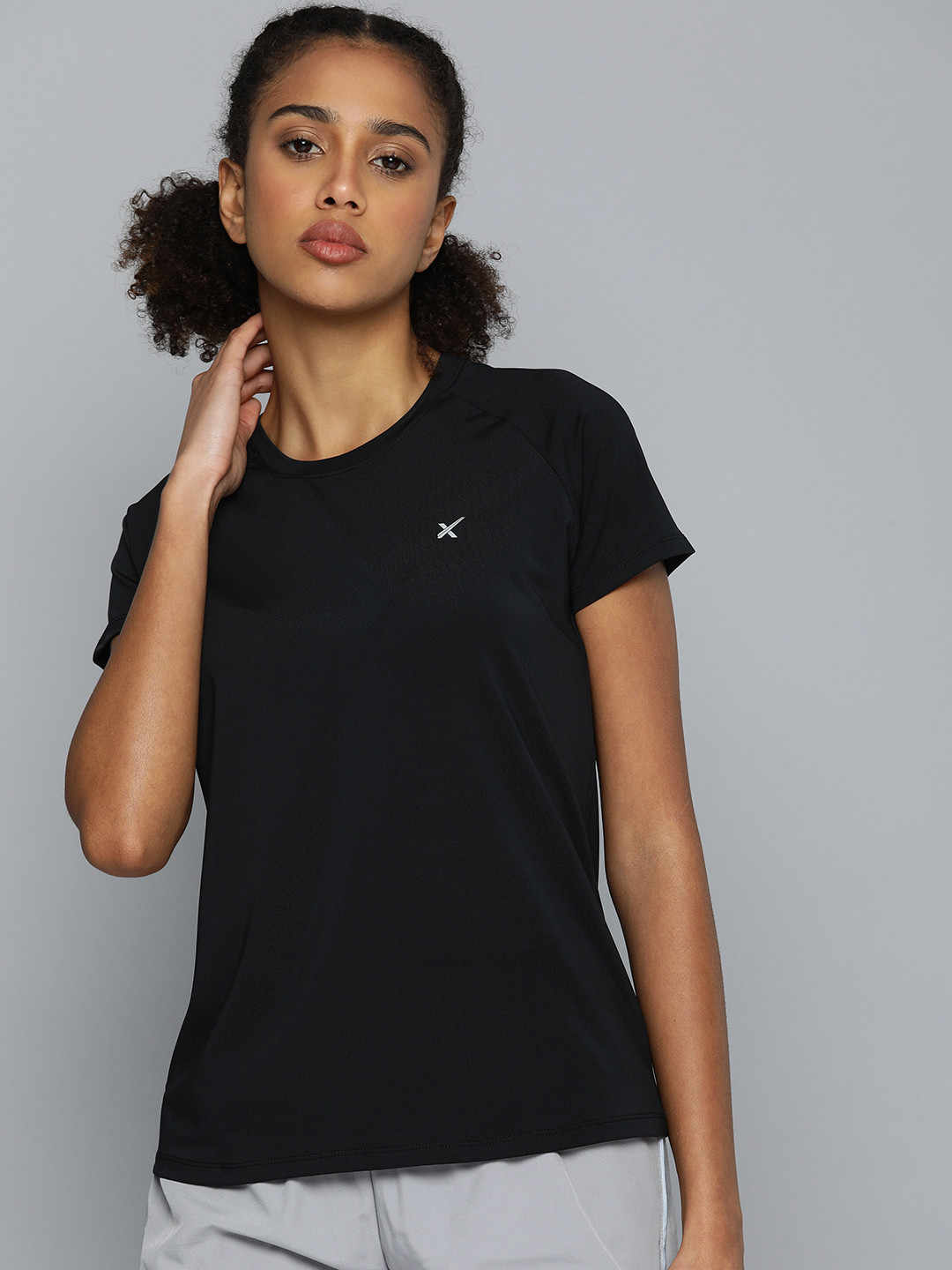 

HRX by Hrithik Roshan Women Black Brand Logo T-shirt