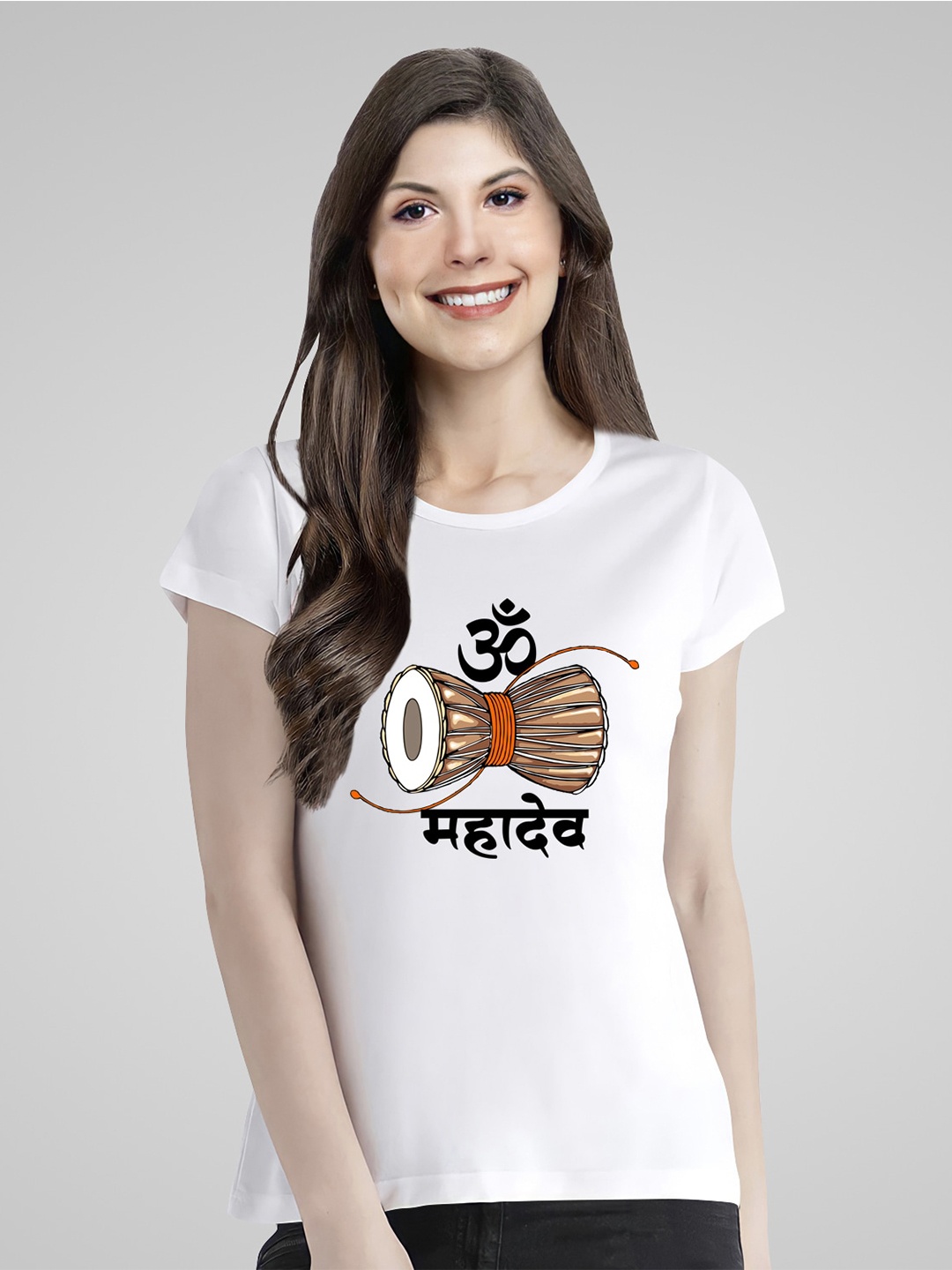 

Pootlu Women Graphic Printed Pure Cotton T-shirt, White