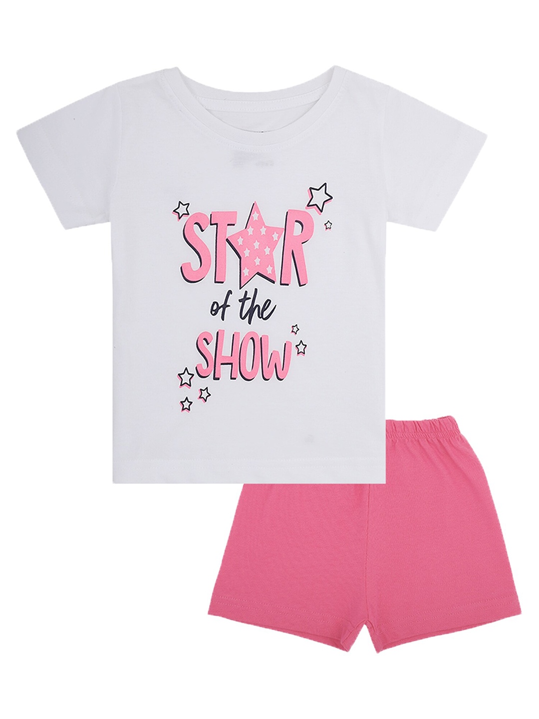 

Bodycare Kids Infants Girls Printed T-shirt with Shorts, White