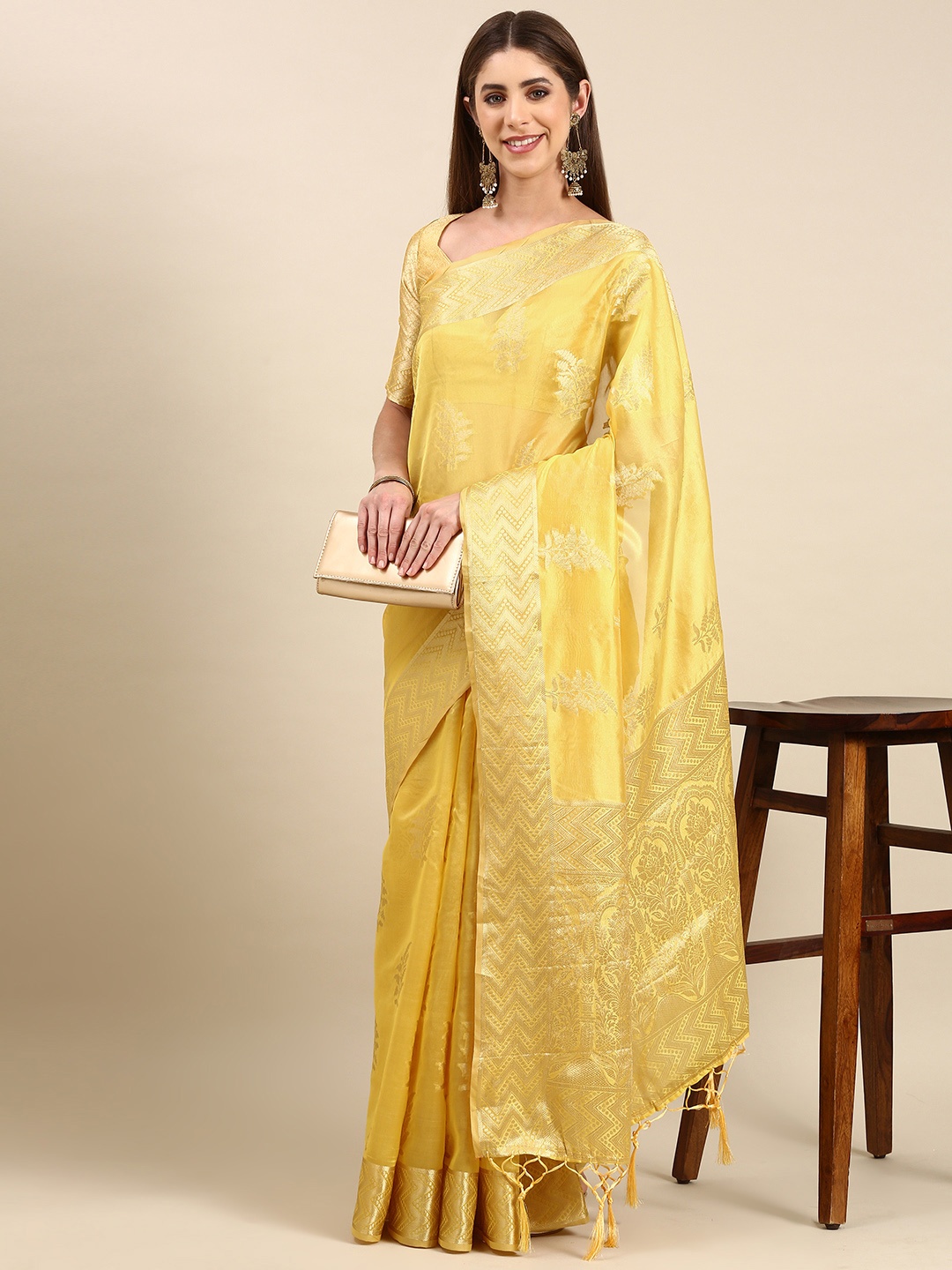

Anouk Woven Design Silk Blend Banarasi Saree, Yellow