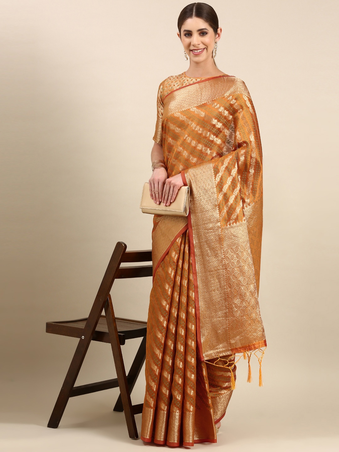 

Anouk Woven Design Silk Blend Banarasi Saree, Orange