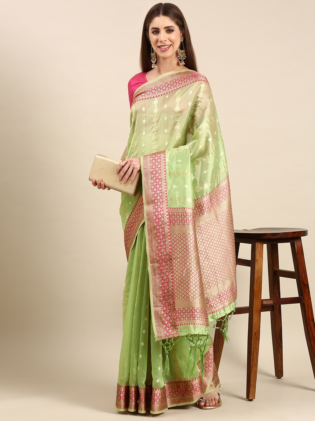 

Anouk Woven Design Silk Blend Banarasi Saree, Green