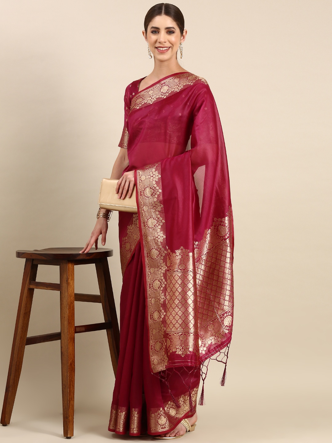 

Anouk Woven Design Silk Blend Banarasi Saree, Magenta