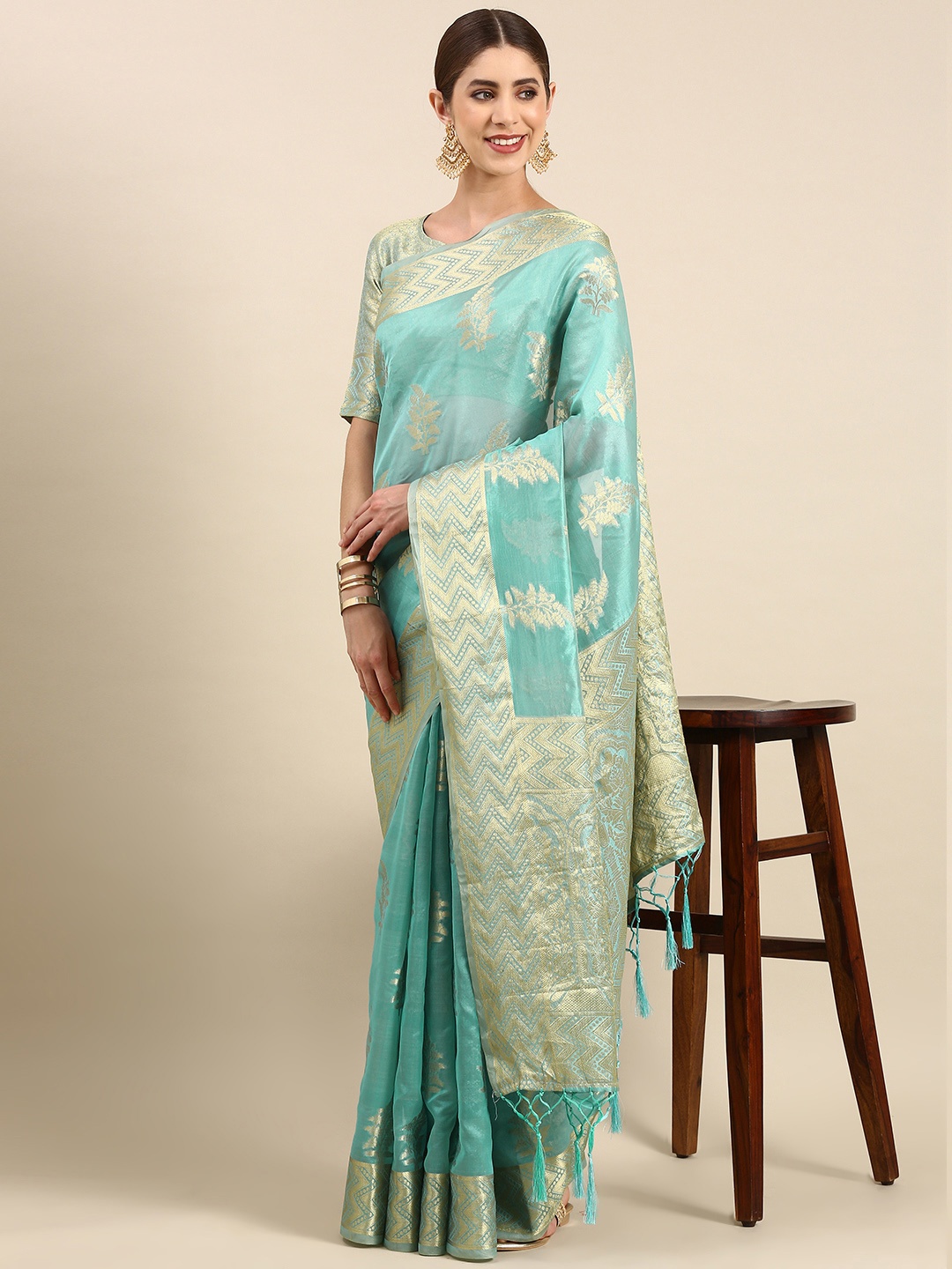

Anouk Woven Design Silk Blend Banarasi Saree, Blue