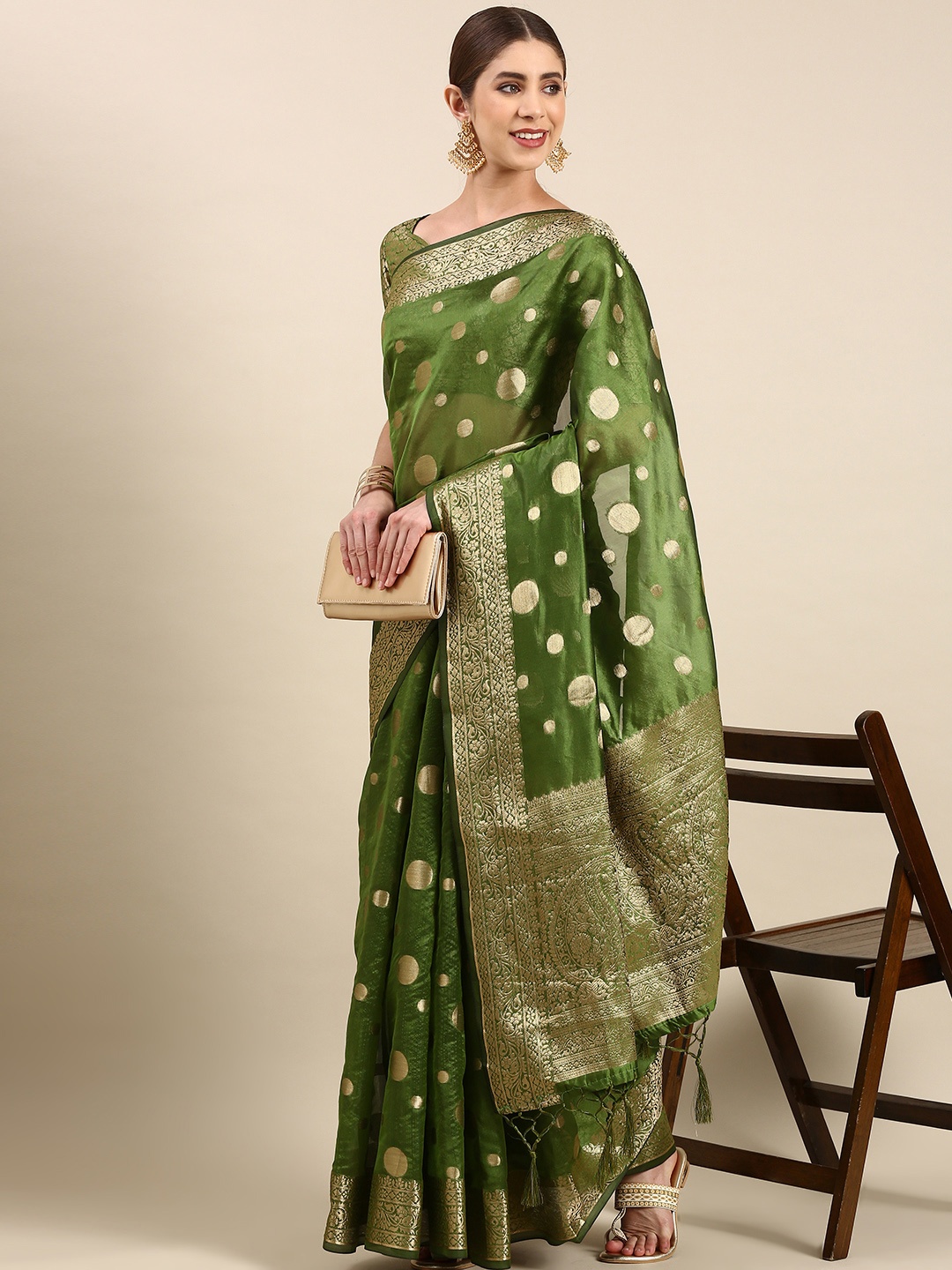 

Anouk Woven Design Silk Blend Banarasi Saree, Green