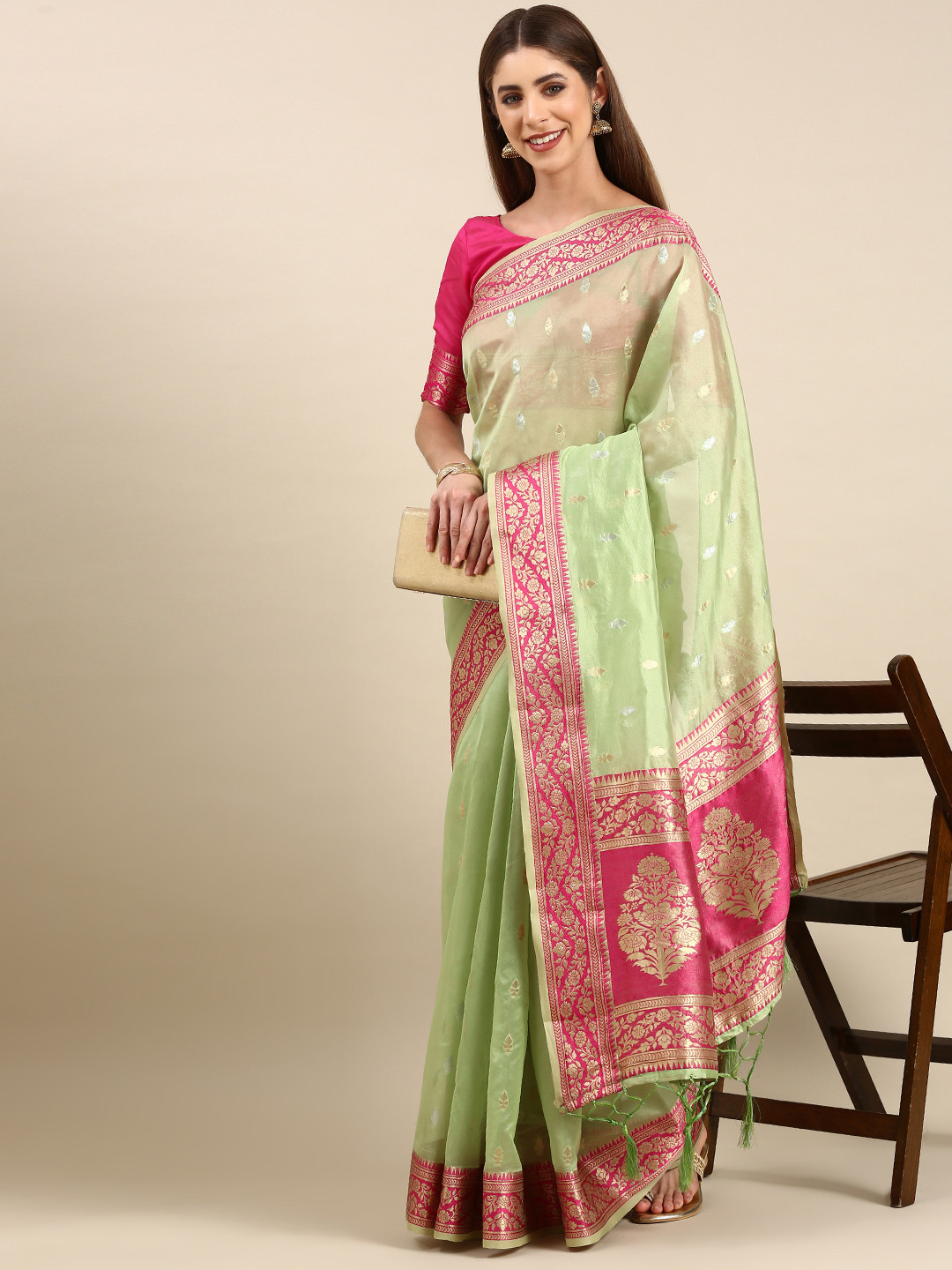 

Anouk Woven Design Silk Blend Banarasi Saree, Green