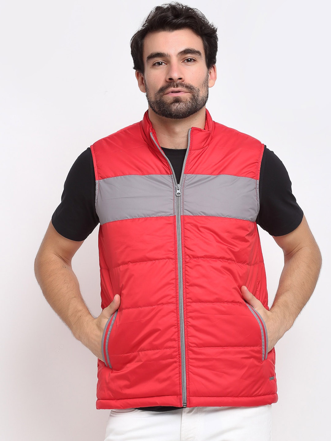 

PERFKT-U Men Colourblocked Lightweight Padded Jacket, Red