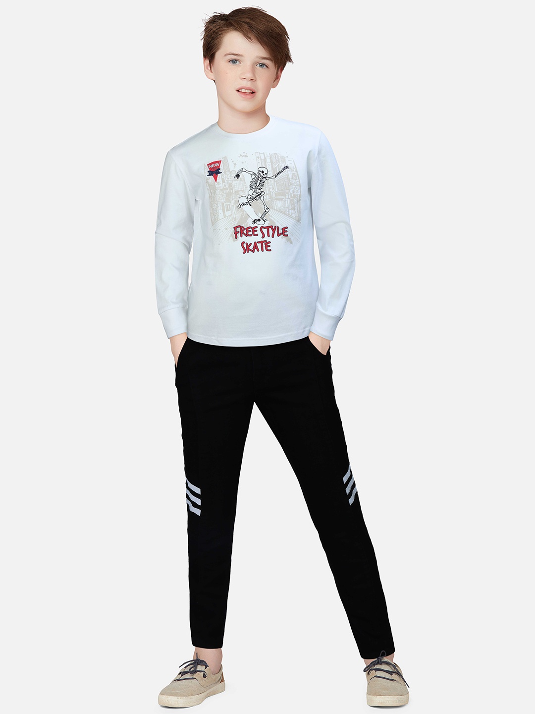 Palm Tree Boys Printed Cotton T-shirt, White