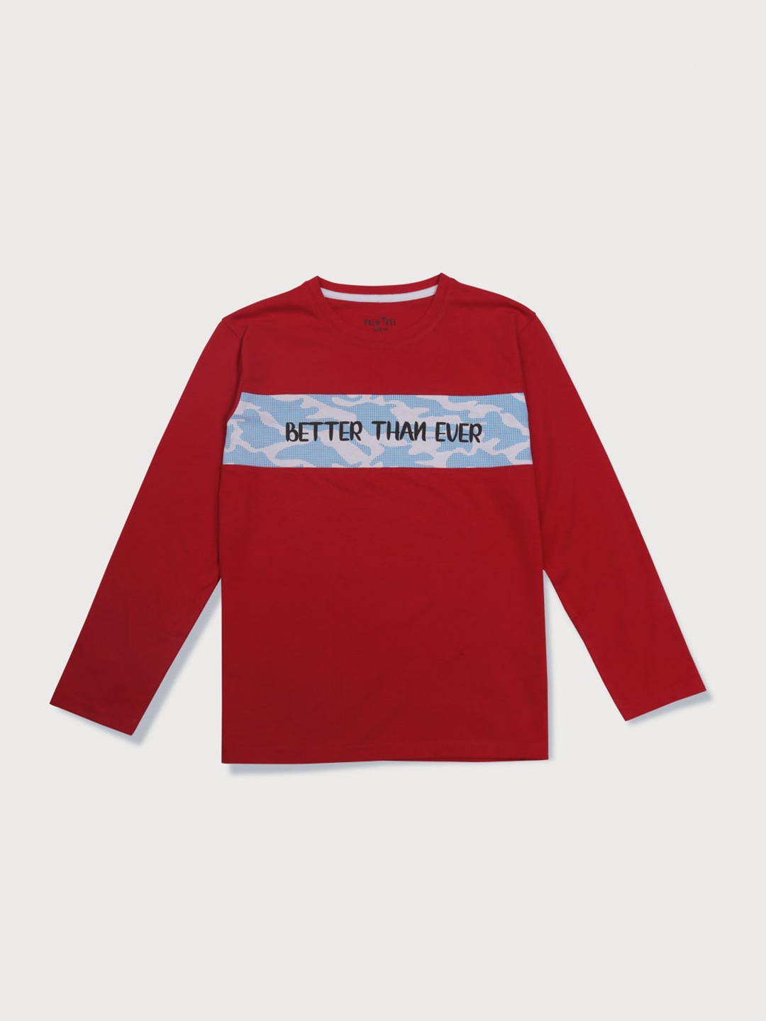 

Palm Tree Boys Typography Printed Long Sleeve Cotton T-shirt, Red