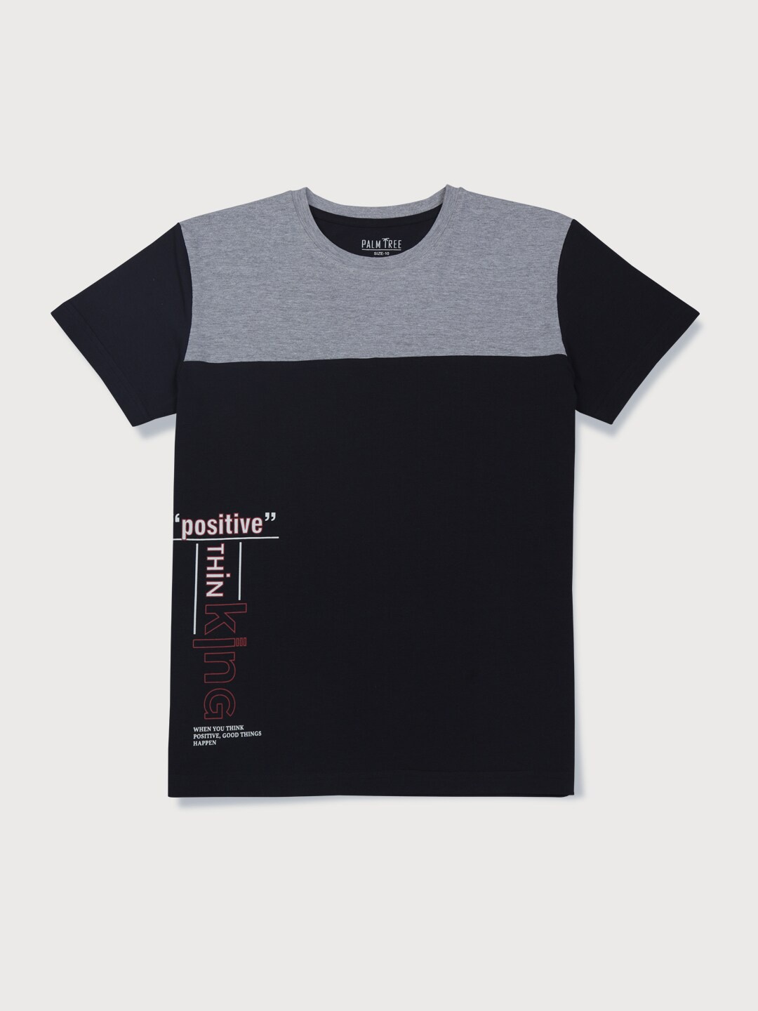 

Palm Tree Boys Colourblocked Cotton T-shirt, Navy blue