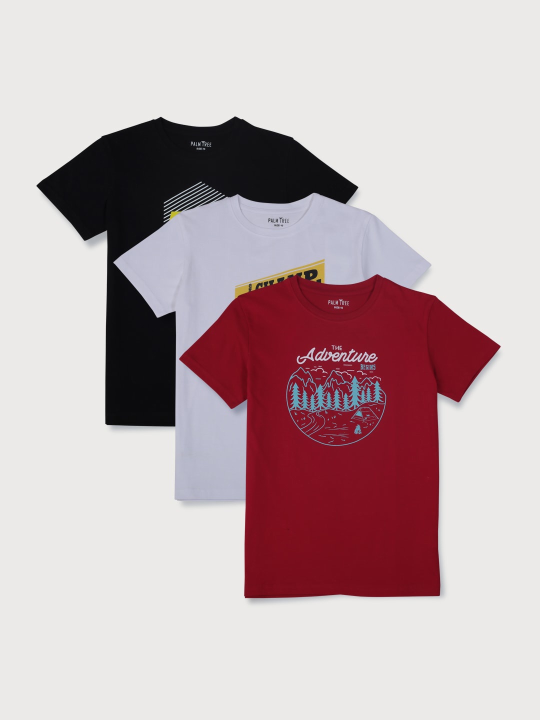 

Palm Tree Infant Boys Pack Of 3 Typography Printed Cotton T-shirt, Black