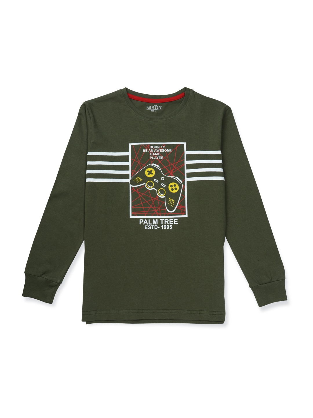 

Palm Tree Boys Round Neck Long Sleeves Graphic Printed Cotton T-shirt, Black
