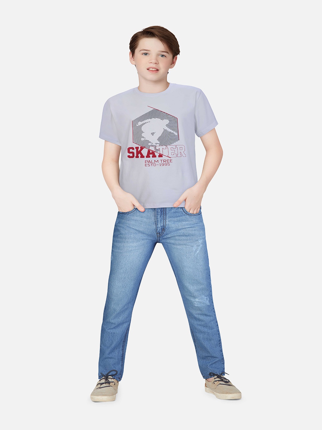 

Palm Tree Infant Boys Typography Printed Cotton T-shirt, White